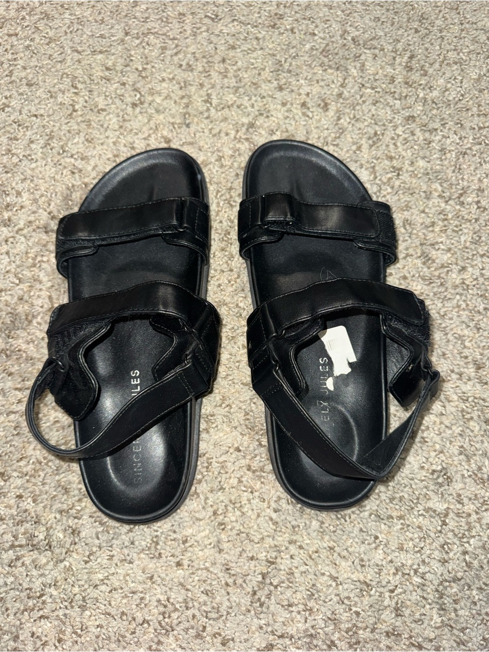 Black womens leather Adjustable Strap Sandals